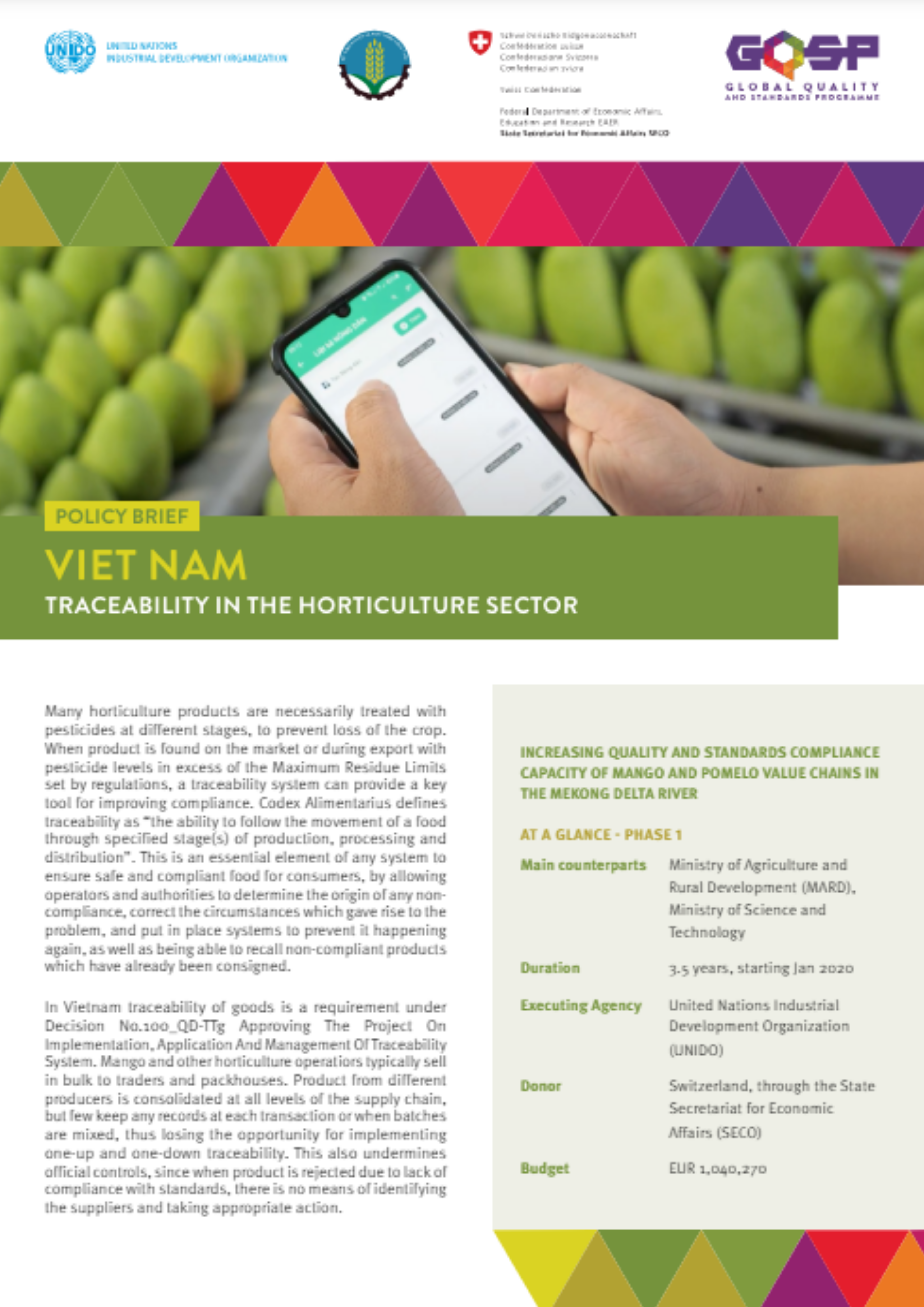 Policy Brief - Viet Nam traceability in the horticulture sector